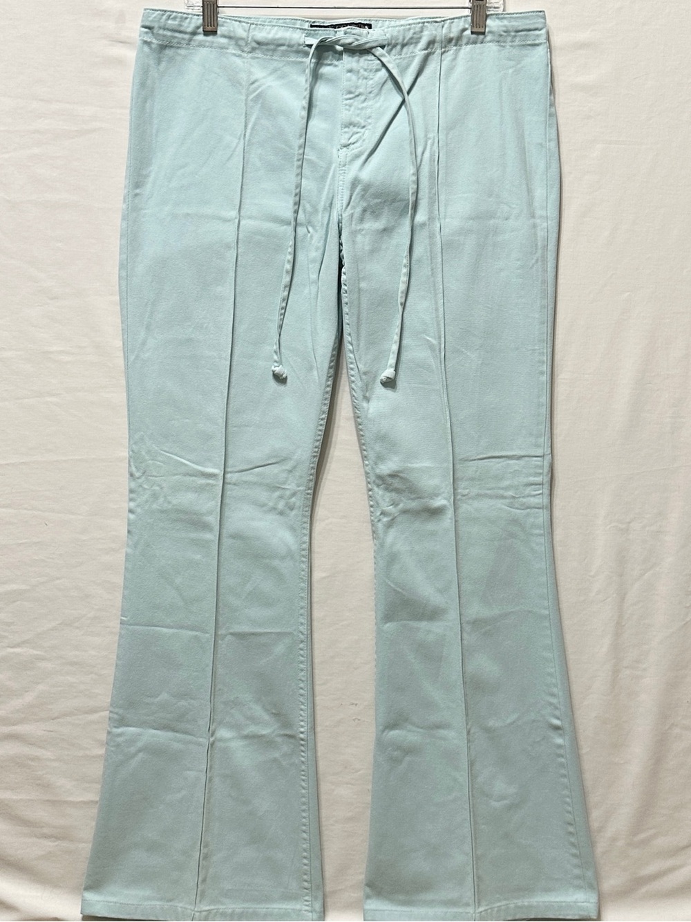 Vintage Y2K Juicy Couture Jeans Mint Blue Pintuck Drawstring Flare Jeans - 32